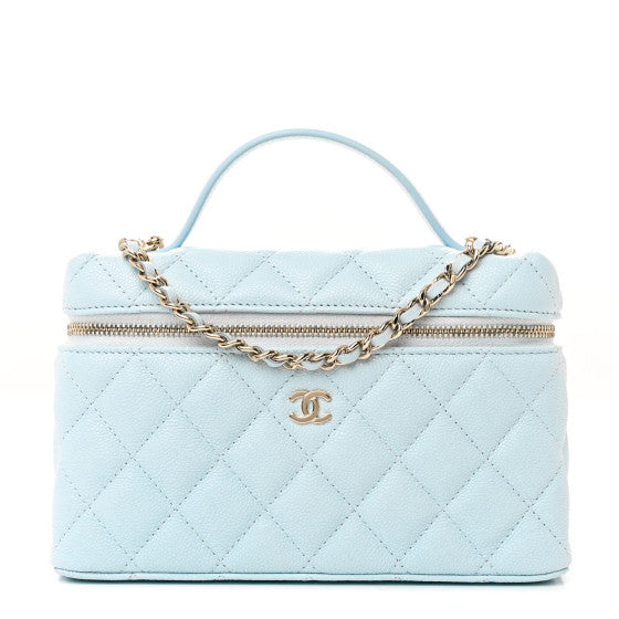 Chanel 25S Light Blue Caviar Slim Vanity Bag