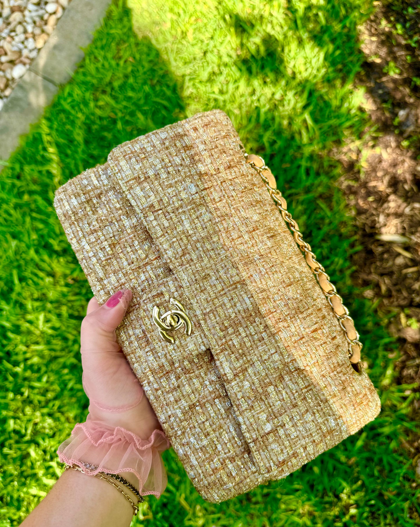 Chanel 24K Medium Vintage Tweed Flap Bag