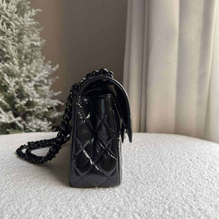 Chanel SO BLACK Small Crumpled Calfskin Double Flap Bag