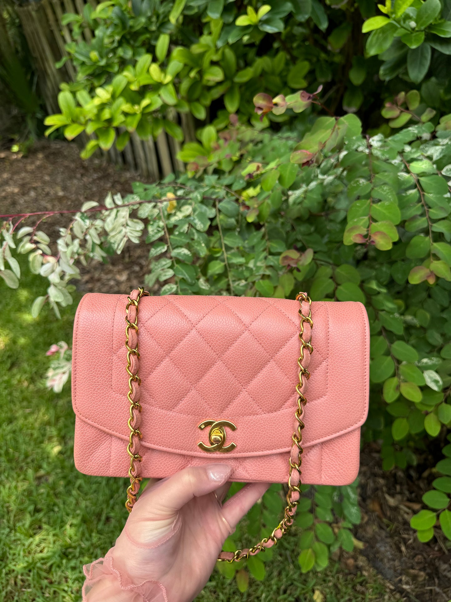 Chanel Rare Small Pink Caviar Diana Flap Bag