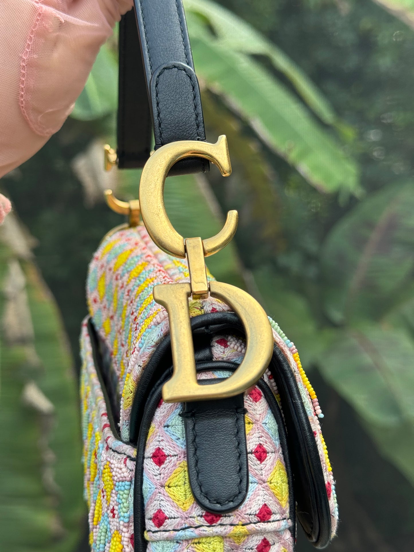 Christian Dior Multicolor Beaded Tassel Mini Saddle Bag