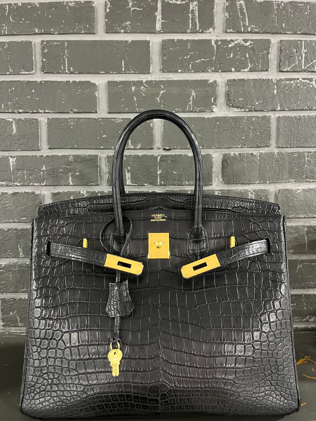 Hermes Black Matte Croc Birkin 35 GHW