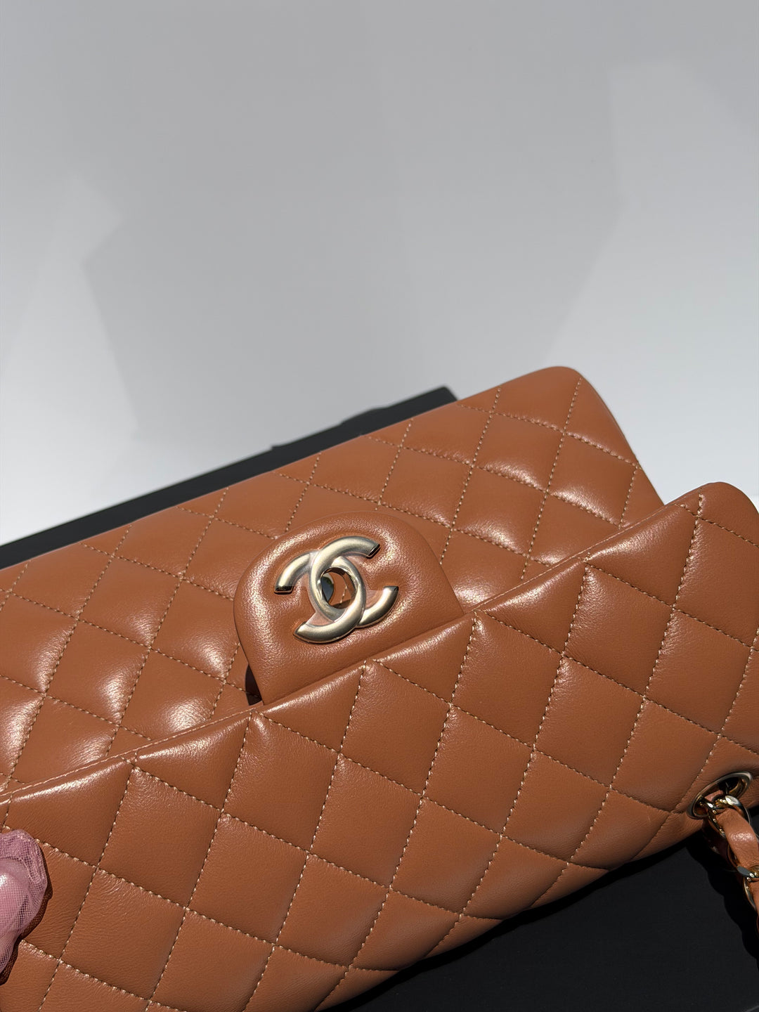 Chanel Small Classic Flap Bag Lambskin Caramel Light Gold Hardware 2022