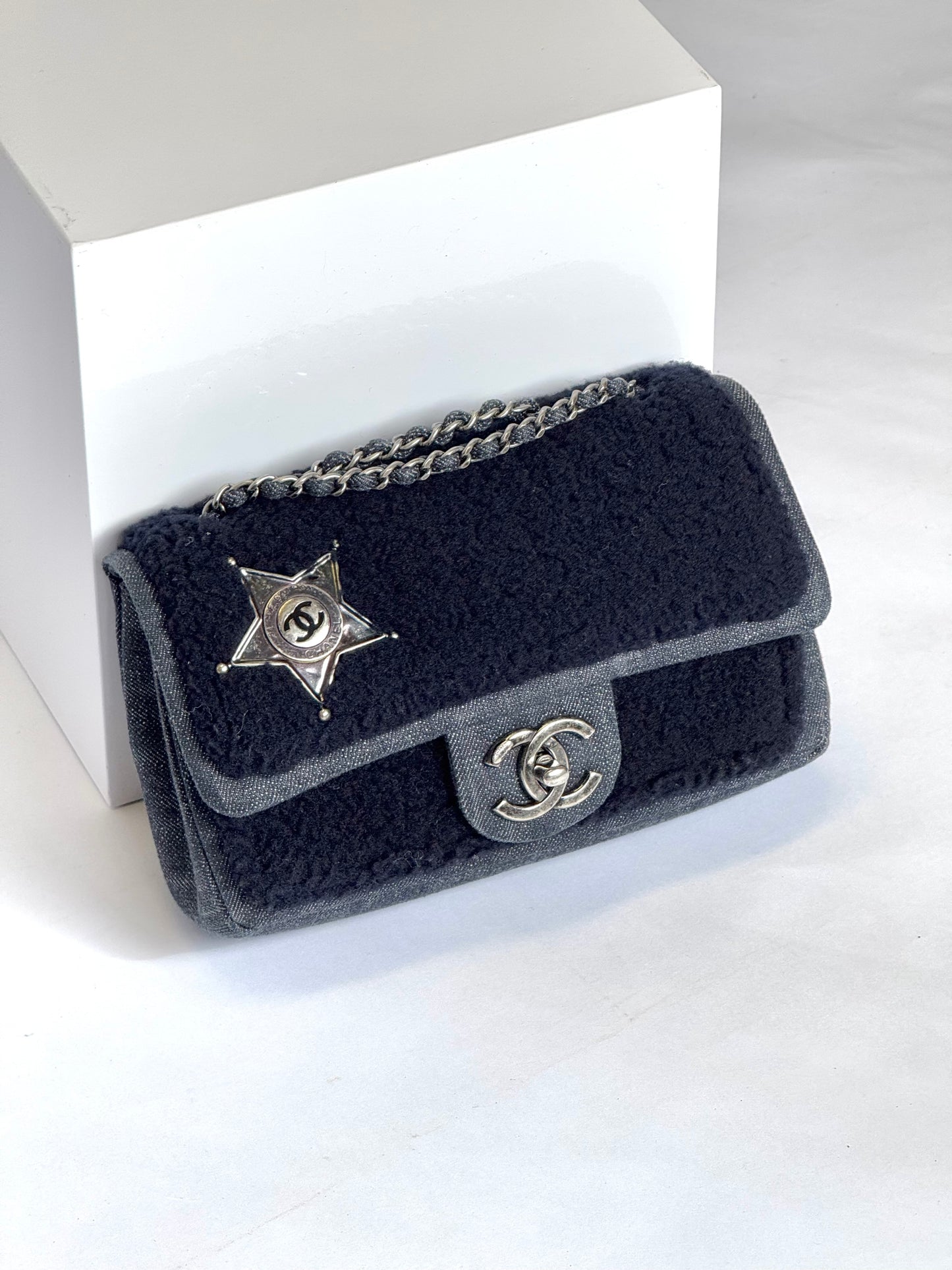 Chanel Paris Dallas Mini Denim & Shearling Flap Bag