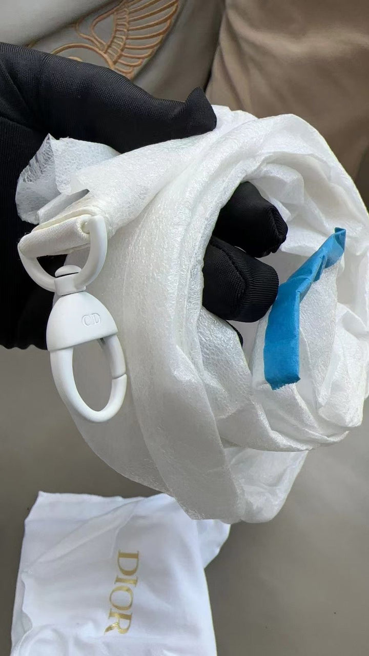 2023 Lady Dior Small White LED Twill Embellished Bag