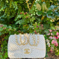 Chanel 18C Tan Ancient Greece Raffia Crochet Flap Bag