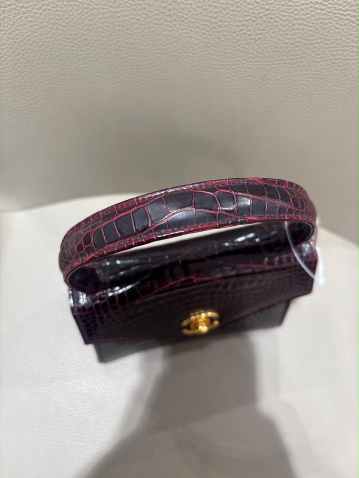 Chanel Mini Kelly Top Handle Bag Bordeaux Alligator 24K Gold-Plated Hardware 1997