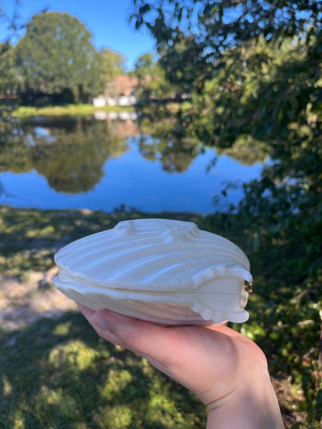 Chanel 19S White Runway Shell Minaudiere