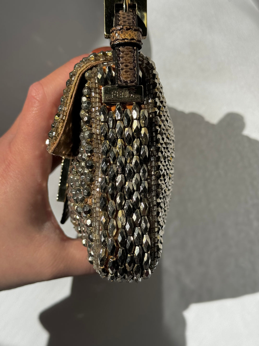 Fendi Mini Karung Trimmed Embellished Baguette