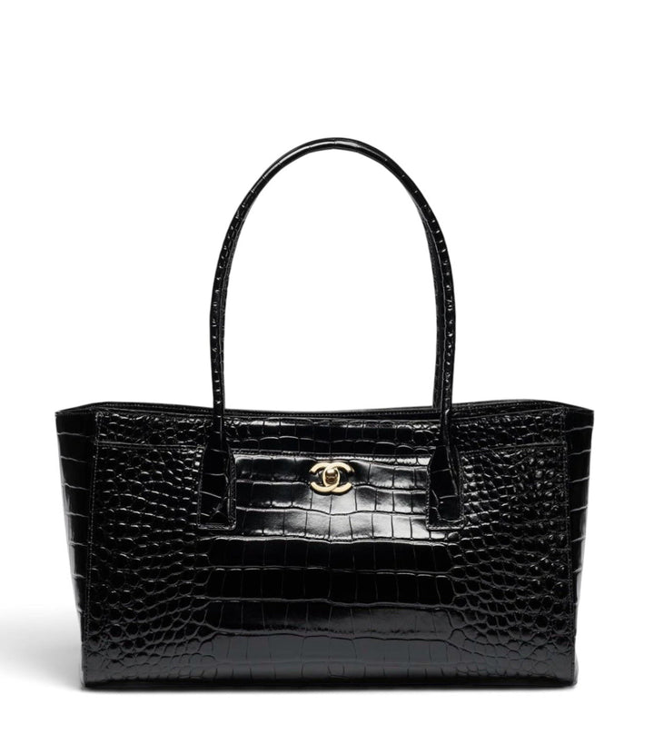 Chanel Small Shopping Bag Crocodile Embossed Calfskin Black 2026