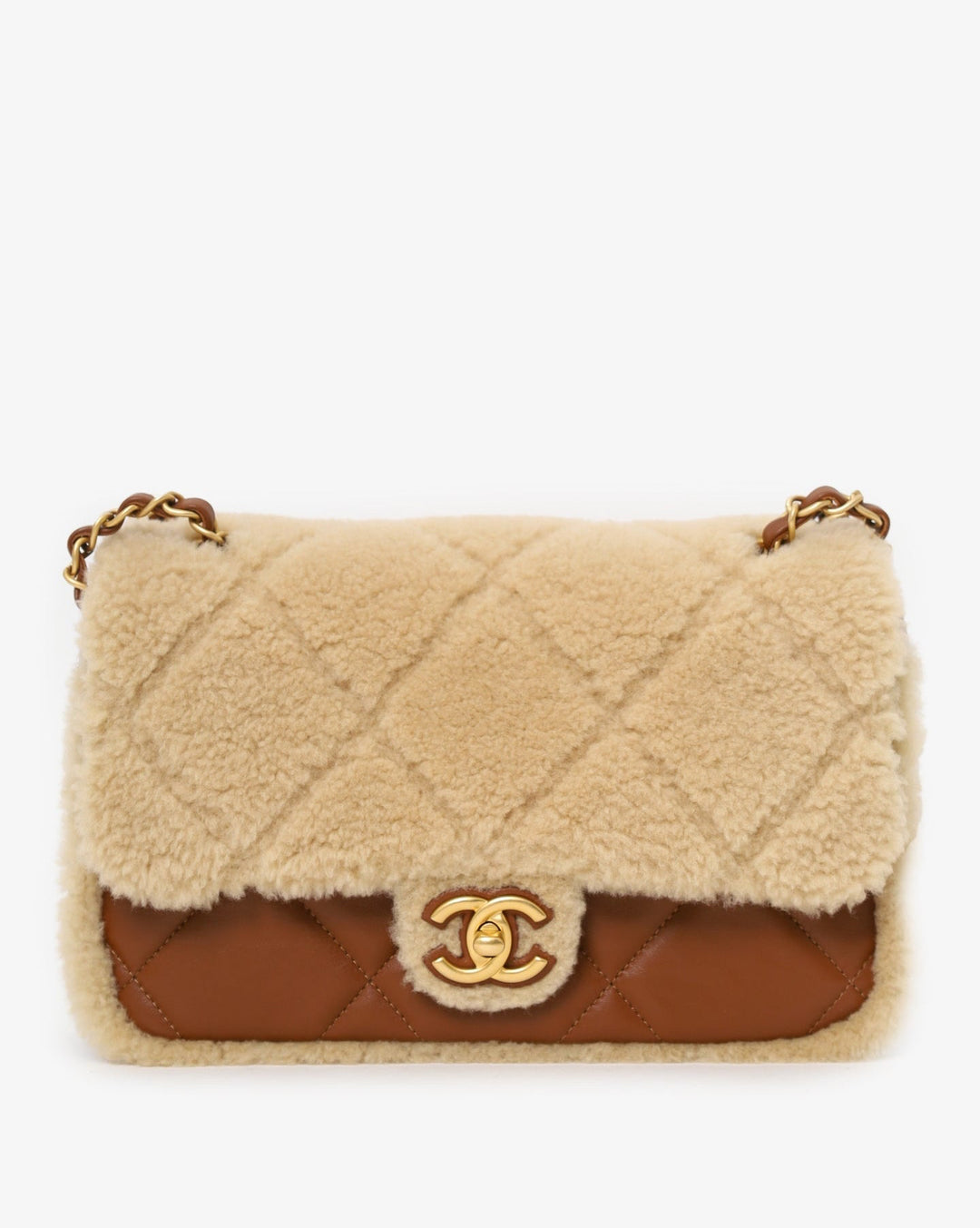 Chanel 24K Brown Shearling Medium Flap Bag