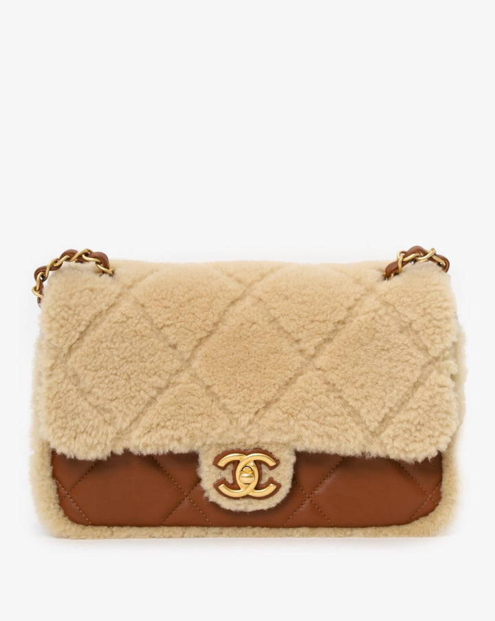 Chanel 24K Brown Shearling Medium Flap Bag