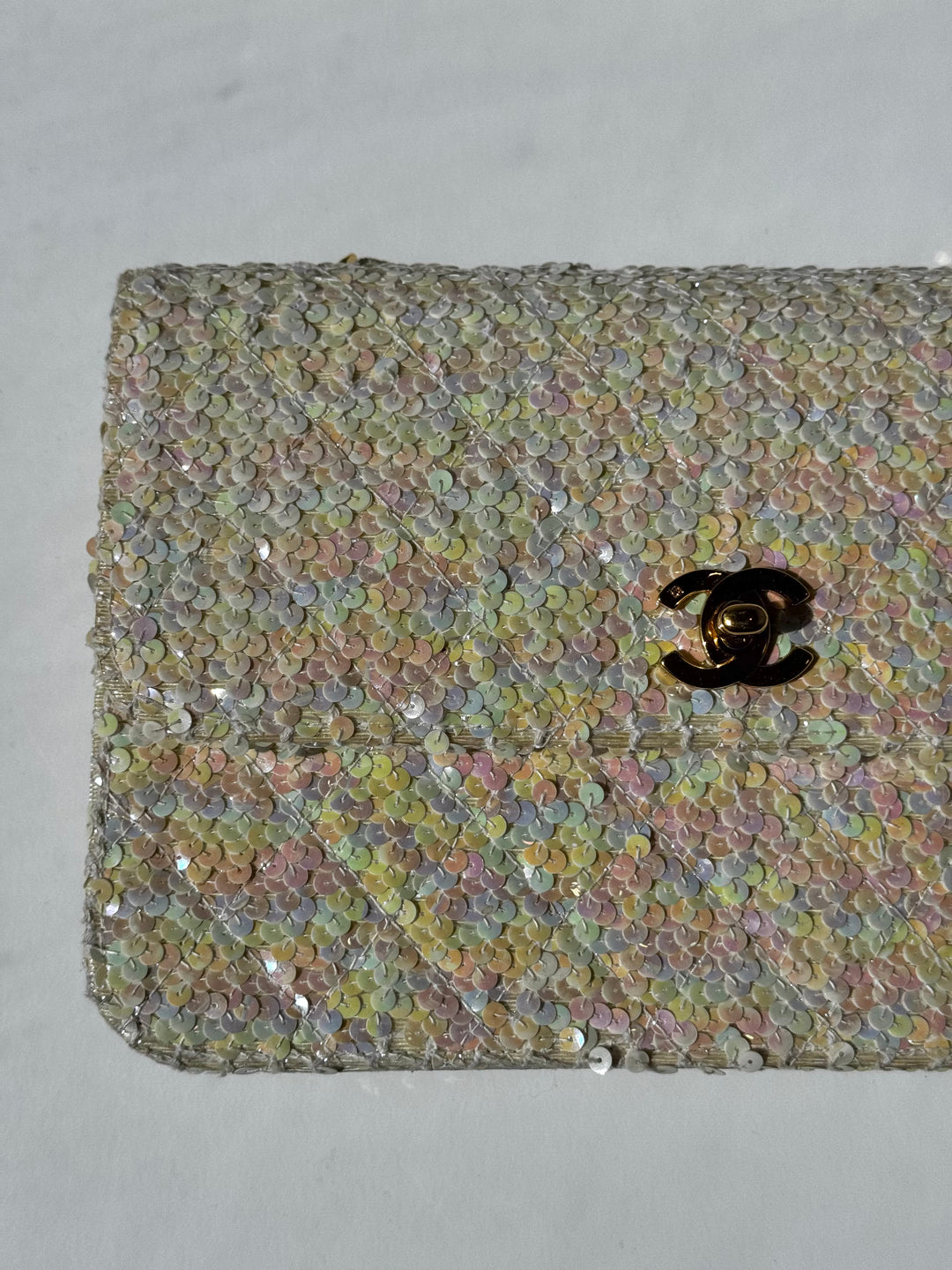 Chanel 1992 Medium Iridescent Sequin Flap Bag