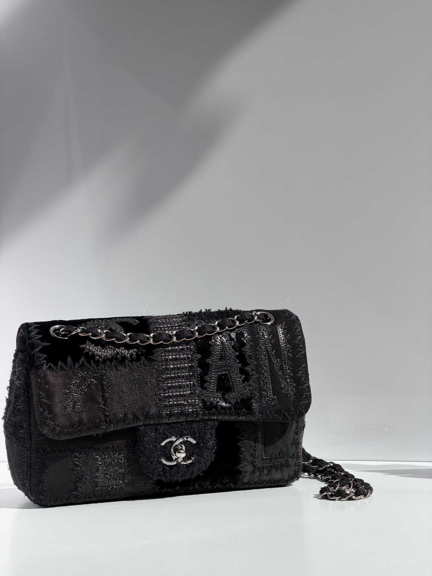 Chanel Black Patchwork Medium Single Flap Bag