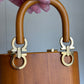 Salvatore Ferragamo Vintage Gancini Wooden Bucket Bag + Coin Pouch