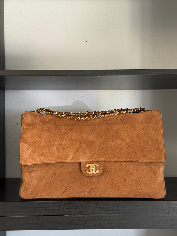 Chanel Maxi Flap Souplissimo Suede Calfskin Camel Gold Hardware 2026