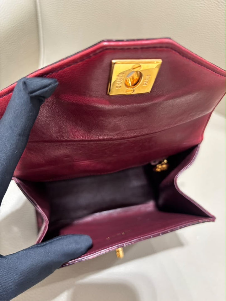 Chanel Mini Kelly Top Handle Bag Bordeaux Alligator 24K Gold-Plated Hardware 1997
