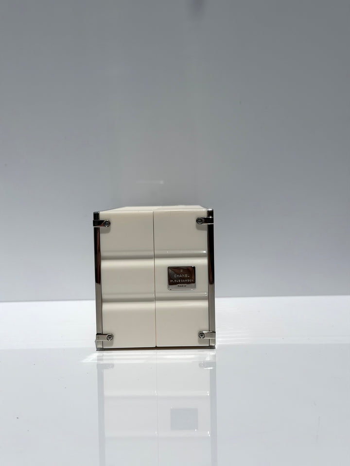 Chanel Shipping Container Bag Lucite White Silver Hardware 2018