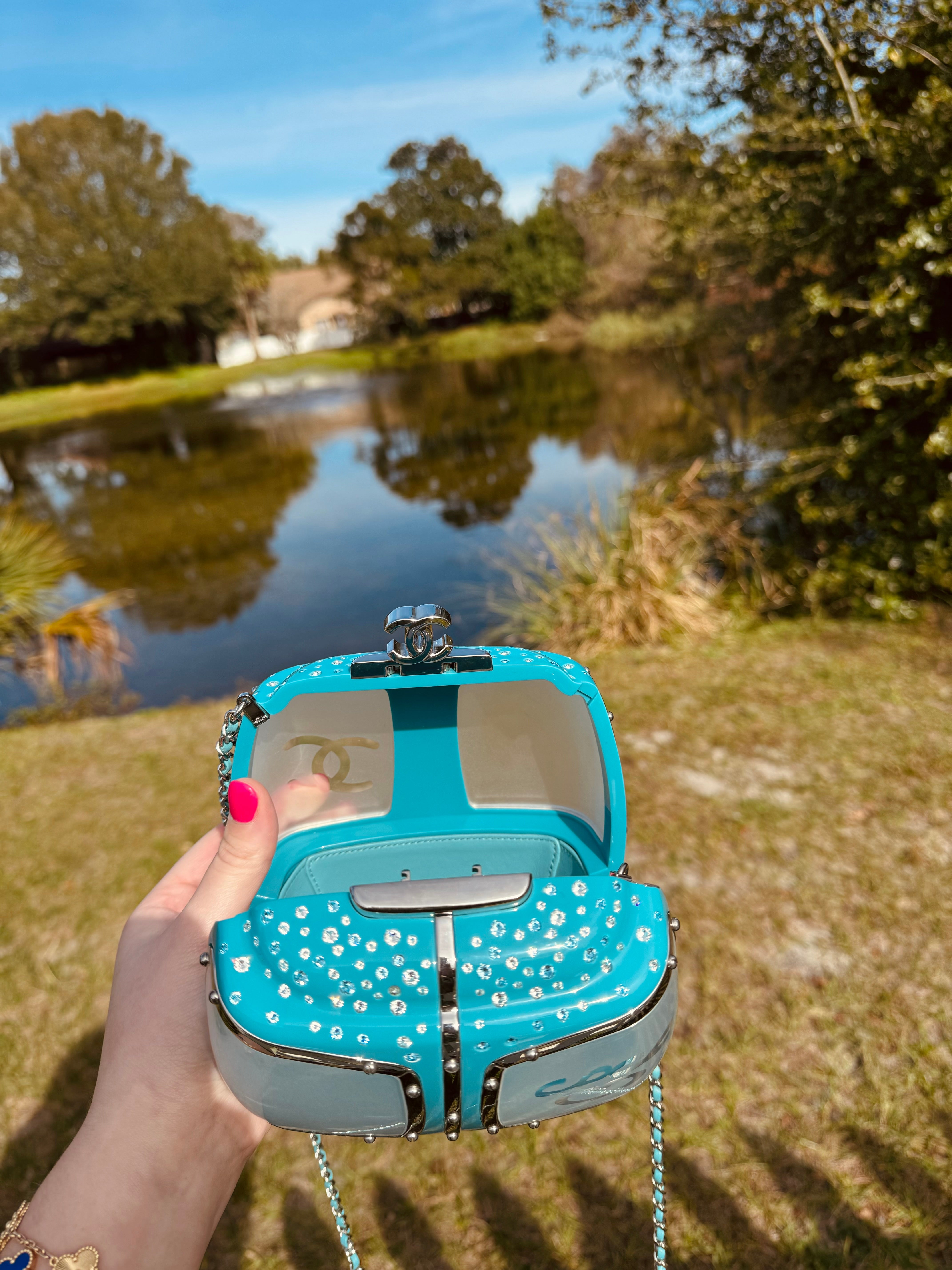 Chanel Blue Ski Gondola Swarovski Minaudiere – Its A Luv Story