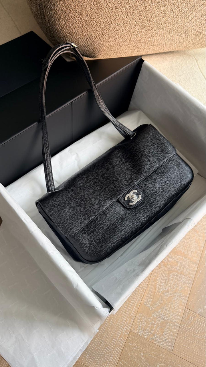 Chanel Maxi 32 Flap Bag Black Souplissimo Grained Calfskin Silver Tone Hardware 2026