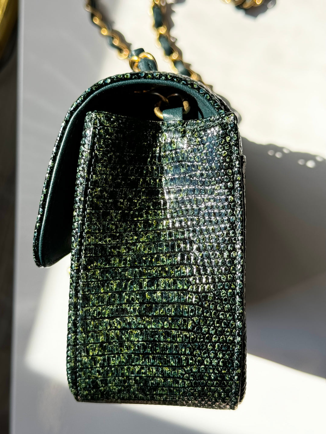 Chanel Green Lizard Mini Flap Bag