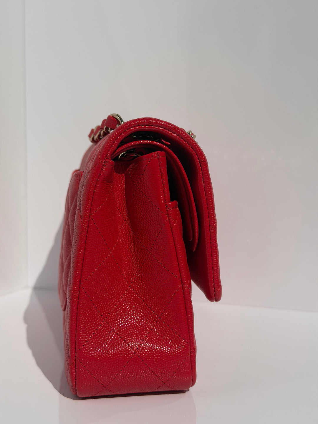 Chanel Medium Classic Double Flap Caviar Red Light Gold Hardware 2021