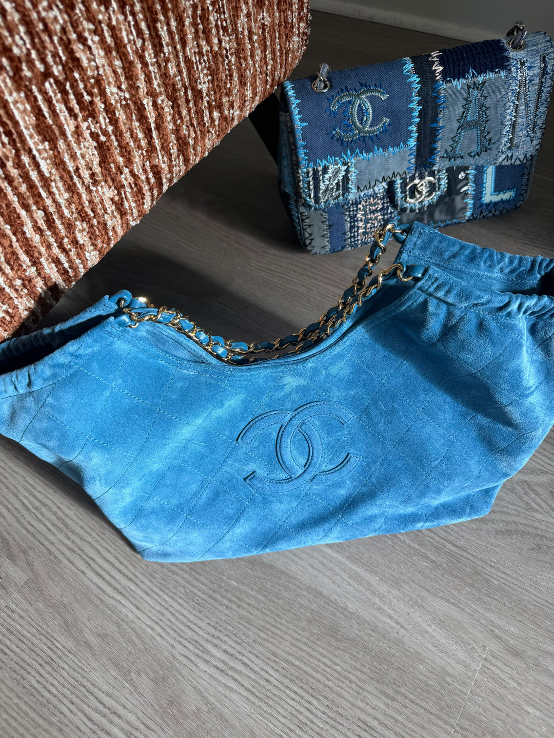 Chanel Tote Bag Blue Suede Calfskin Gold Tone Hardware 2026