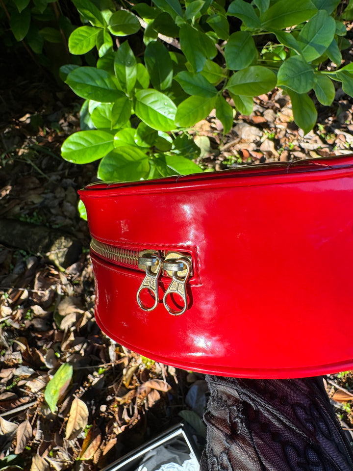 Chanel 1995 Red Patent Round Vanity