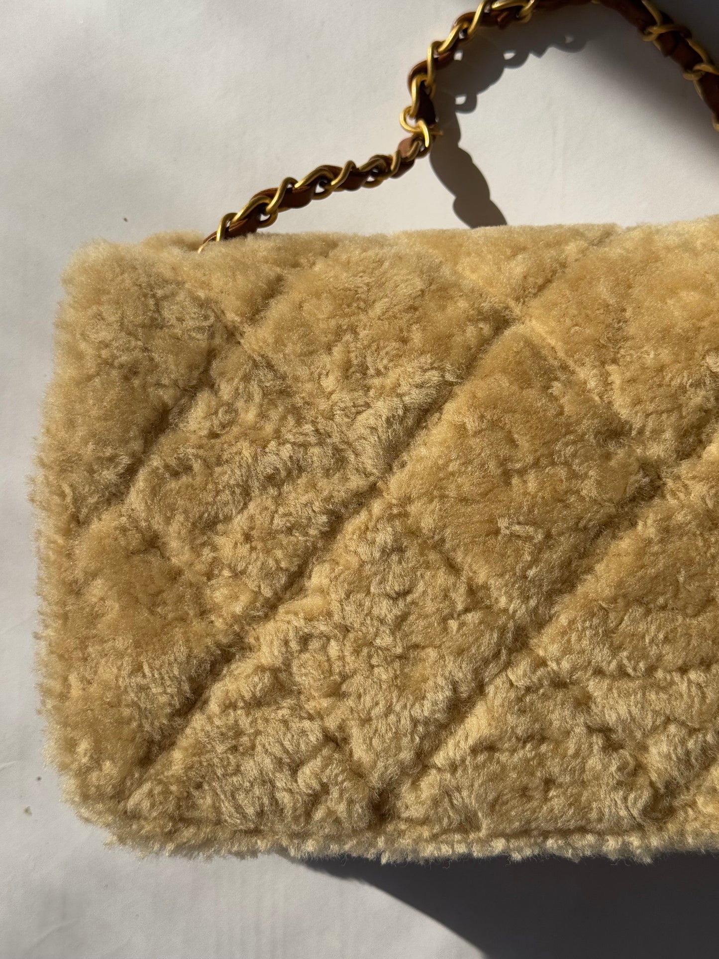 Chanel 24K Brown Shearling Medium Flap Bag