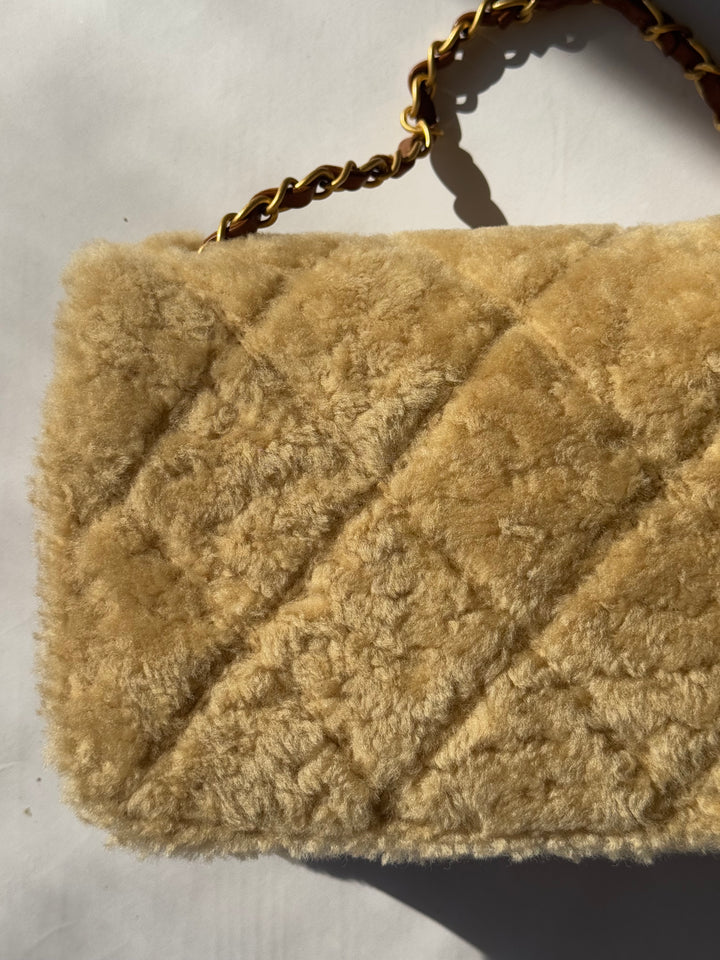 Chanel 24K Brown Shearling Medium Flap Bag