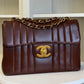 Chanel Brown Vintage Lambskin Vertical Quilt Jumbo Flap