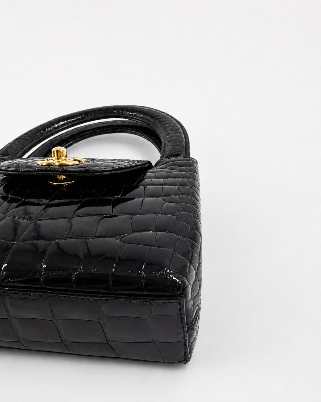 Chanel Rare Black Crocodile Top Handle Micro Mini Kelly Bag 24K Gold Hardware 1996