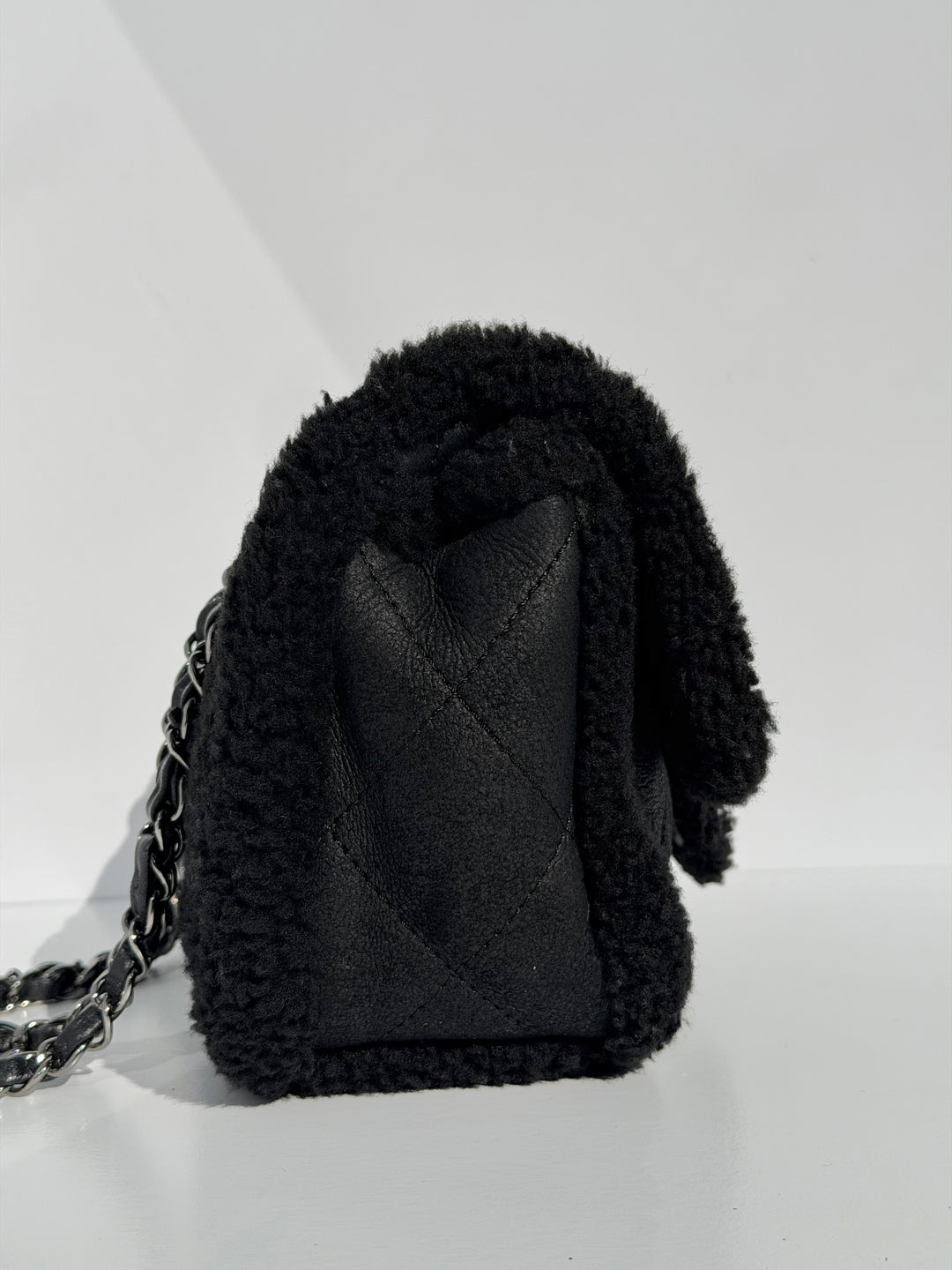 Chanel Medium Black Shearling Coco Neige Flap