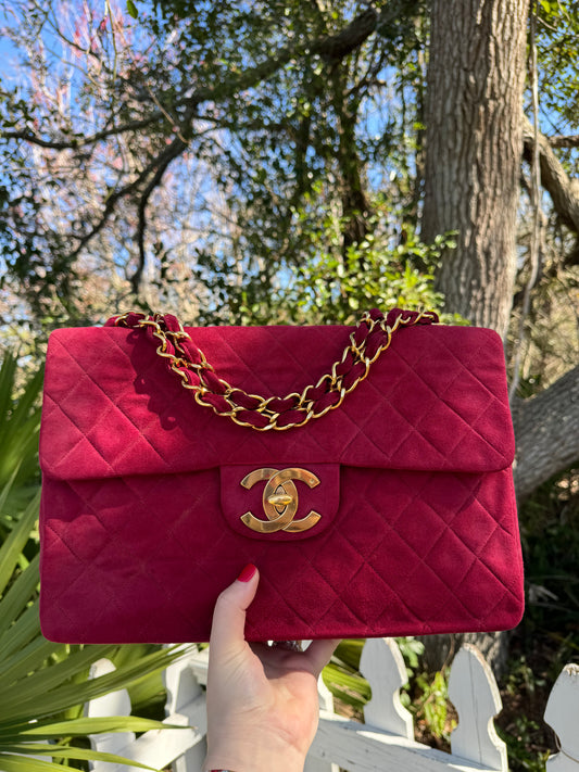 Chanel Mulberry Suede Maxi Flap Bag