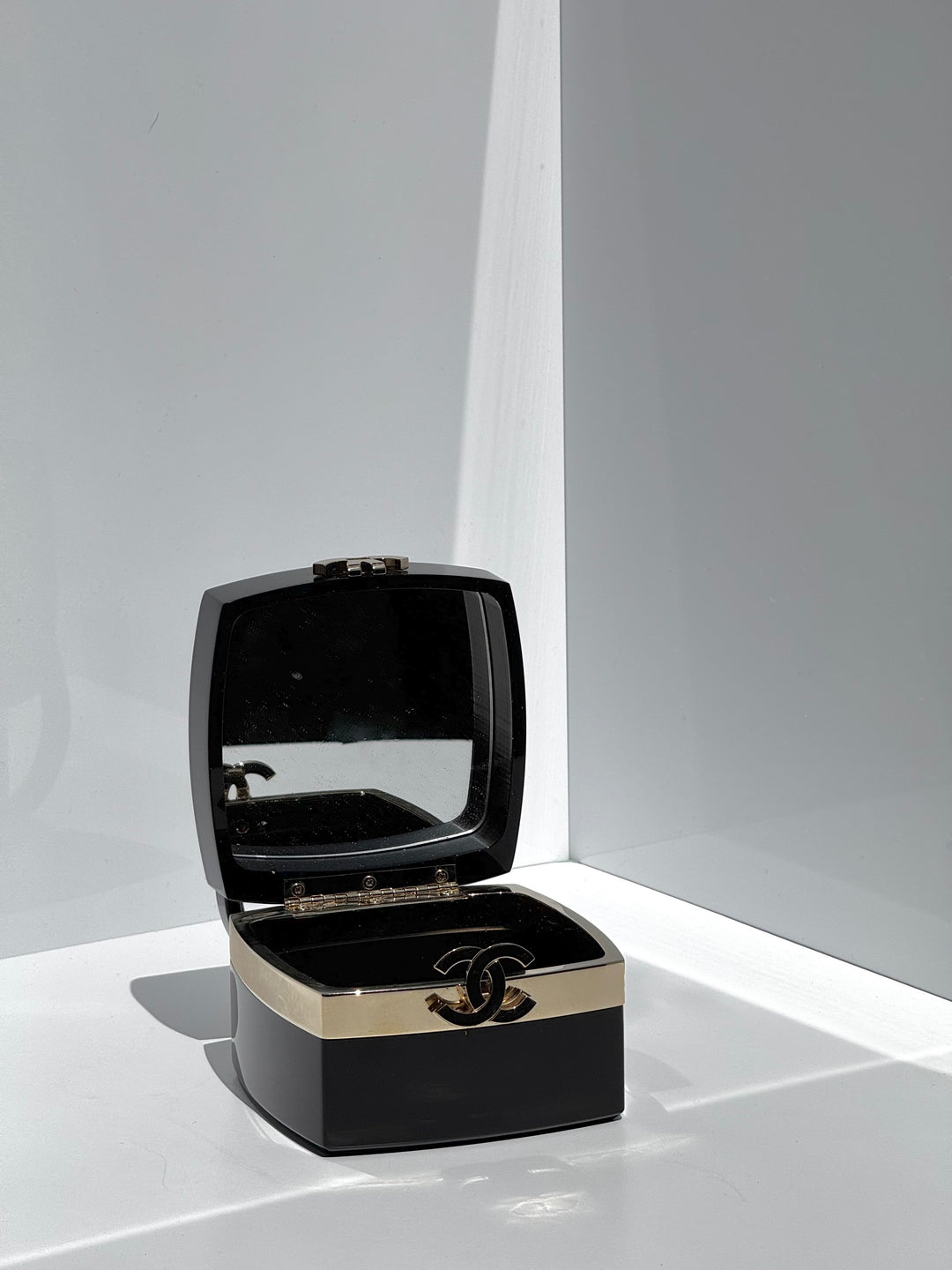 Chanel Lucite Box Mini Handbag Black Gold Hardware 2004