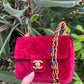 Chanel Red Mini Velvet Enamel Flap Bag