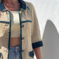 Chanel 2007 Spring Ecru & Denim Trim CC Jacket