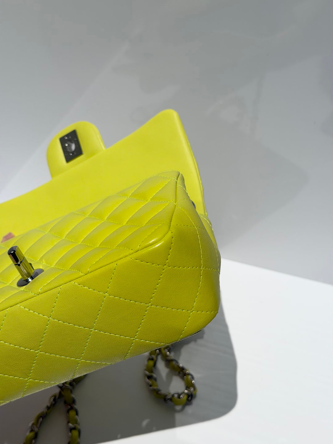 Chanel 21S Mini Classic Flap Lambskin Yellow Silver Hardware