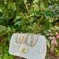 Chanel 18C Tan Ancient Greece Raffia Crochet Flap Bag