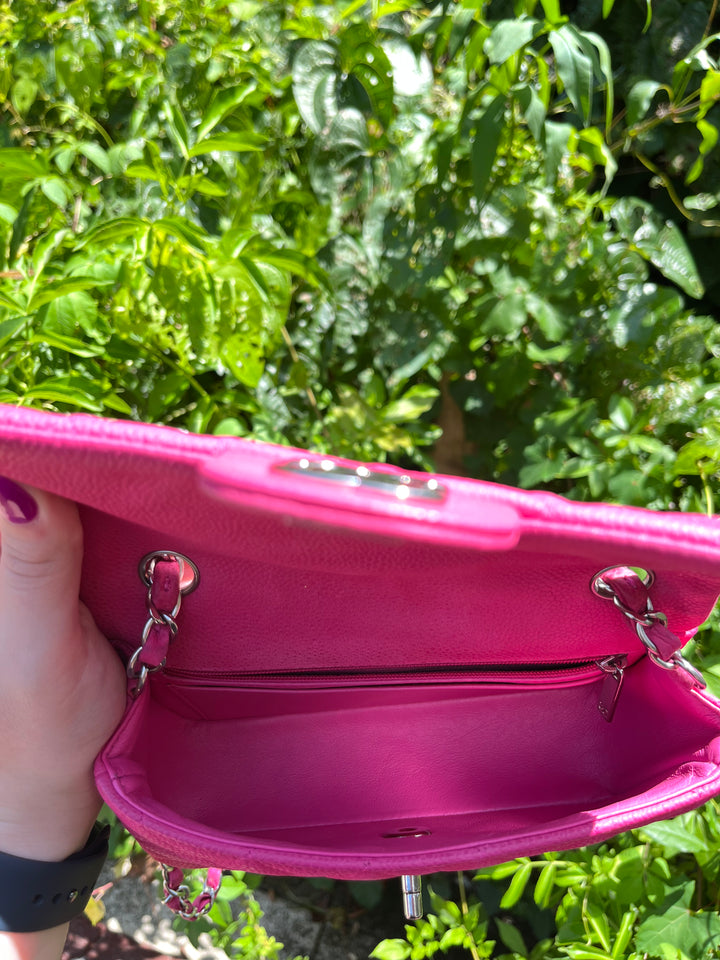 Chanel Hot Pink Caviar Mini Rectangular Flap Bag