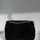 Chanel 24K Black Shearling Medium Flap Bag
