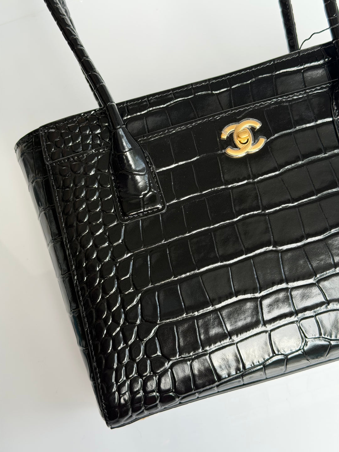 Chanel Mini Shopping Bag Crocodile Embossed Calfskin Black 2026