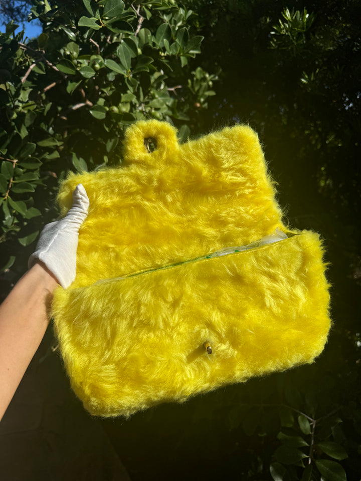 Chanel RARE Yellow 1994 Faux Fur Kelly