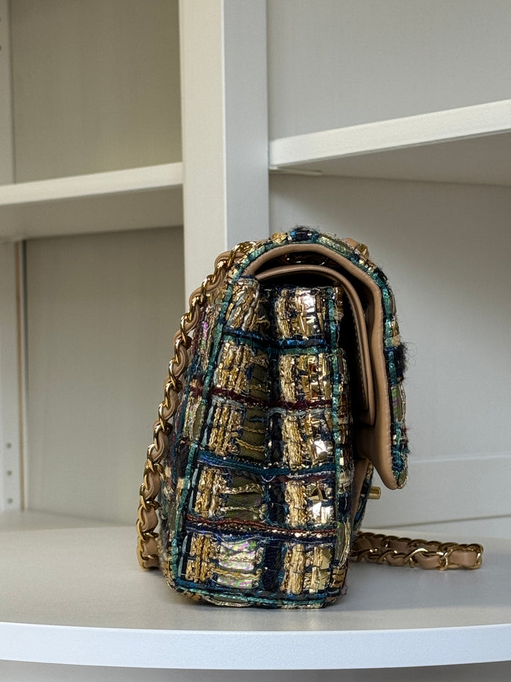 Chanel Medium Egyptian Tweed Flap Bag Gold Hardware 19A