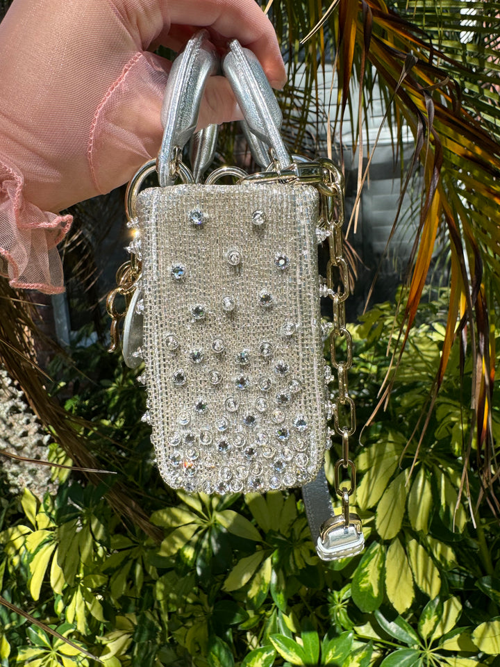 2023 Lady D-Joy Silver Embellished Micro Bag