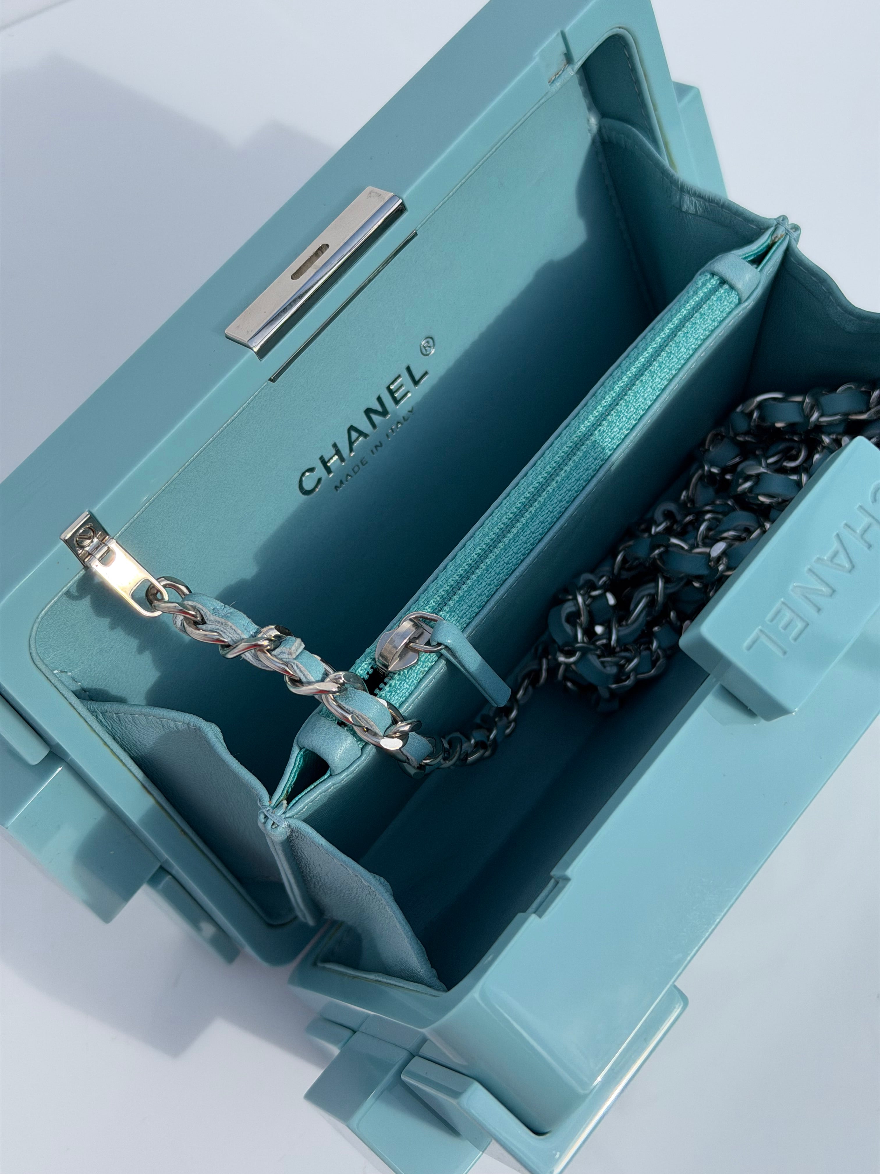 Chanel Baby Blue Plexiglass Lego Minaudiere – Its A Luv Story