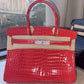 Hermes White Gold Diamond Geranium Crocodile Birkin 30