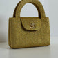 Chanel RARE 1998 Gold Silk Woven Mini Kelly