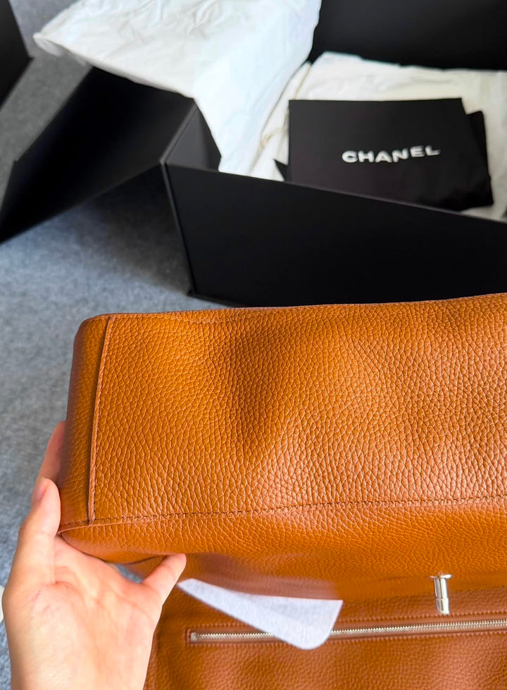 Chanel Maxi Flap Bag Camel Grained Calfskin Silver Tone Hardware Métiers D’Art 2026