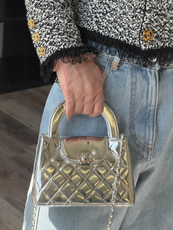 Chanel Nano Kelly Shopper Silver Mirror Calfskin Silver Tone Hardware 2026
